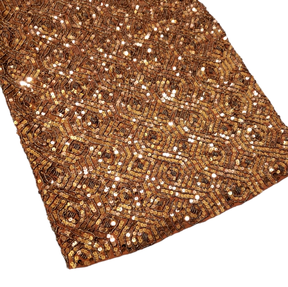 Carmen Marc Valvo Vintage Copper Sequin Sheath Dress - Picture 4 of 9